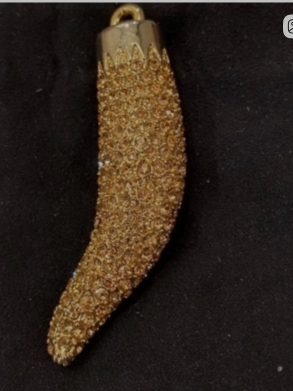 Italian Horn Pendant -Gold CZ S